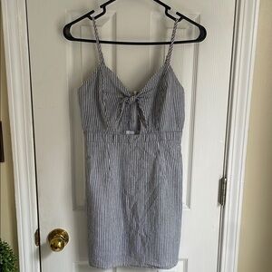 Vestique Blue and White Striped Mini Dress